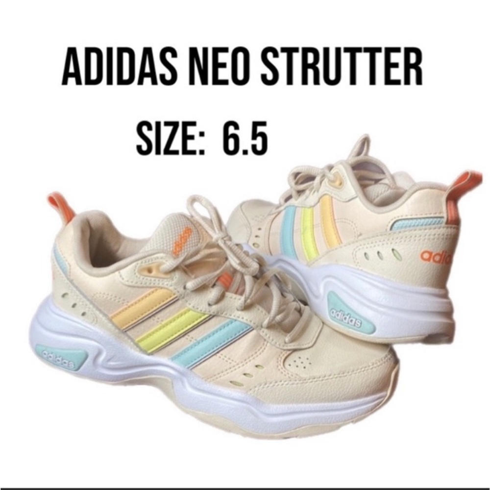 Womans adidas Neo Strutter pastel 3 stripe off white running shoes